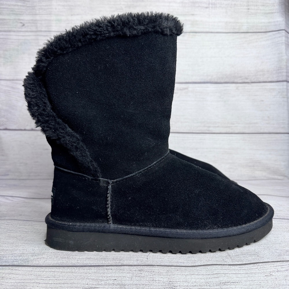 Koolaburra by‎ UGG Victoria Short Black Suede Faux Fur Boots Mens 9 Womens 11
